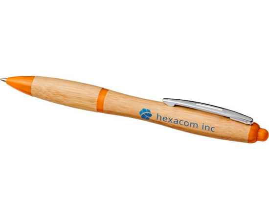Ручка шариковая Nash из бамбука, 10737807, Цвет: оранжевый,натуральный, изображение 4