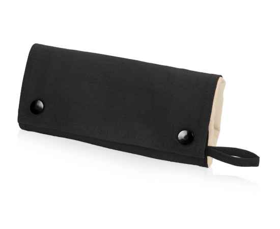 Складная хлопковая сумка для шопинга Gross с карманом, 180 г/м2, 955157, Цвет: черный,натуральный, изображение 4