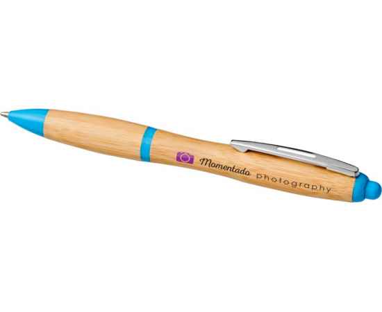 Ручка шариковая Nash из бамбука, 10737805, Цвет: голубой,натуральный, изображение 4