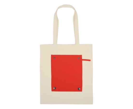 Складная хлопковая сумка для шопинга Gross с карманом, 180 г/м2, 955101, Цвет: красный,натуральный, изображение 11