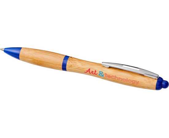 Ручка шариковая Nash из бамбука, 10737802, Цвет: ярко-синий,натуральный, изображение 4