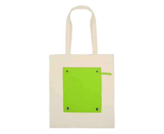 Складная хлопковая сумка для шопинга Gross с карманом, 180 г/м2, 955103, Цвет: зеленое яблоко,натуральный, изображение 11