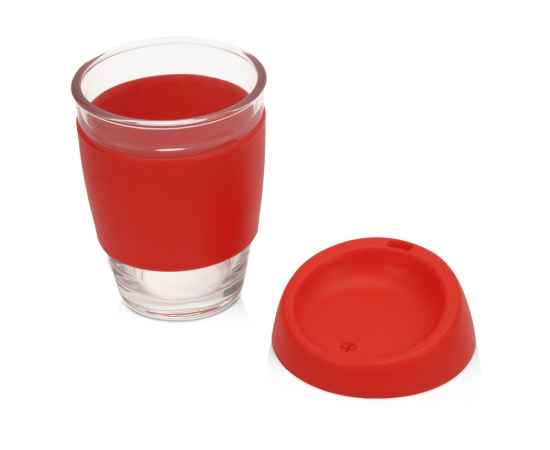 Стеклянный стакан с силиконовой крышкой и манжетой Monday, 885201, Цвет: красный,прозрачный, Объем: 350, изображение 2