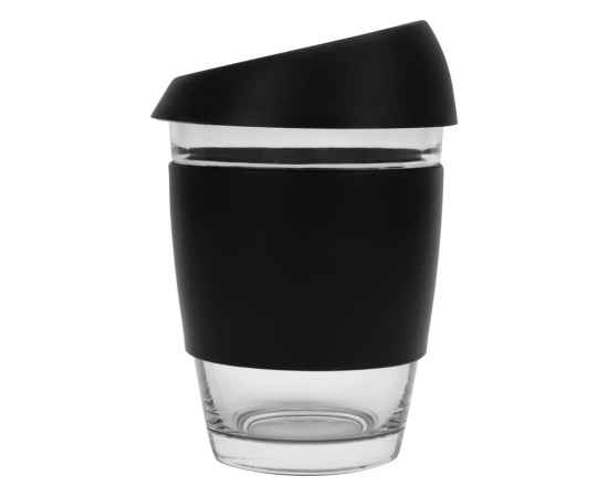 Стеклянный стакан с силиконовой крышкой и манжетой Monday, 885207, Цвет: черный,прозрачный, Объем: 350, изображение 3