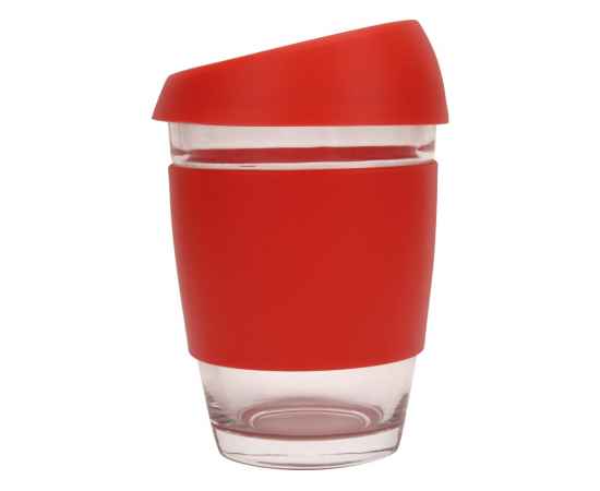 Стеклянный стакан с силиконовой крышкой и манжетой Monday, 885201, Цвет: красный,прозрачный, Объем: 350, изображение 3