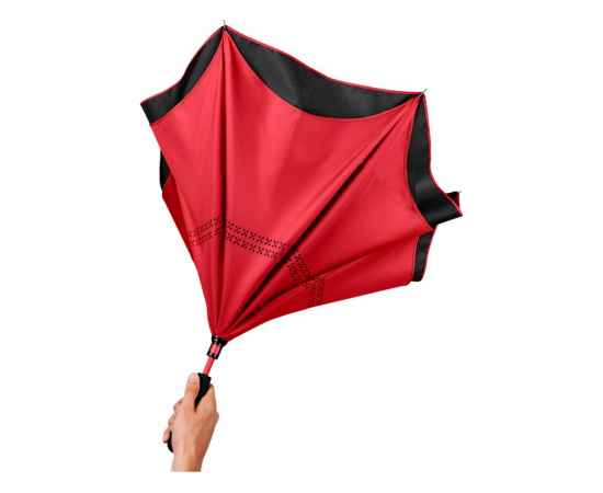 Зонт-трость Yoon с обратным сложением, 10940204, Цвет: черный,красный, изображение 4