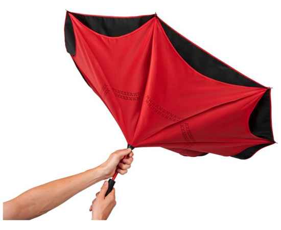 Зонт-трость Yoon с обратным сложением, 10940204, Цвет: черный,красный, изображение 5
