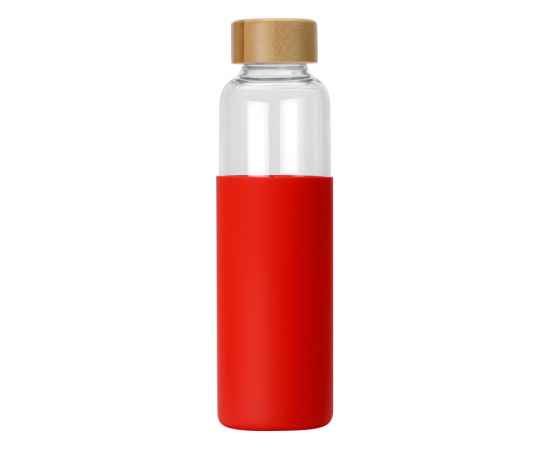 Стеклянная бутылка для воды в силиконовом чехле Refine, 887311, Цвет: красный,прозрачный, Объем: 550, изображение 2