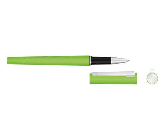 Ручка металлическая роллер Brush R GUM soft-touch с зеркальной гравировкой, 188019.13, Цвет: зеленое яблоко, изображение 2