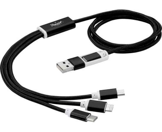 12418090 Универсальный зарядный кабель 3-в-1 с двойным входом, Цвет: черный, изображение 5