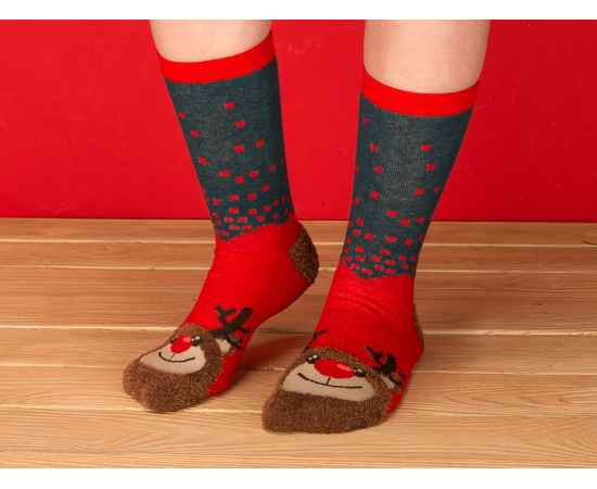 Набор носков с рождественской символикой, 2 пары, 40-43, 869101, Цвет: красный, Размер: 40-43, изображение 9