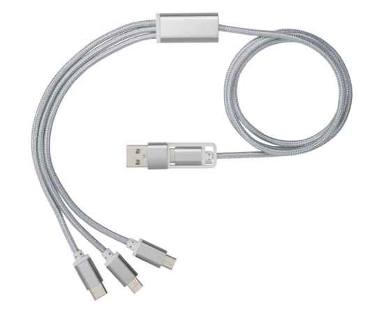 12418081 Универсальный зарядный кабель 3-в-1 с двойным входом, Цвет: серебристый, изображение 2