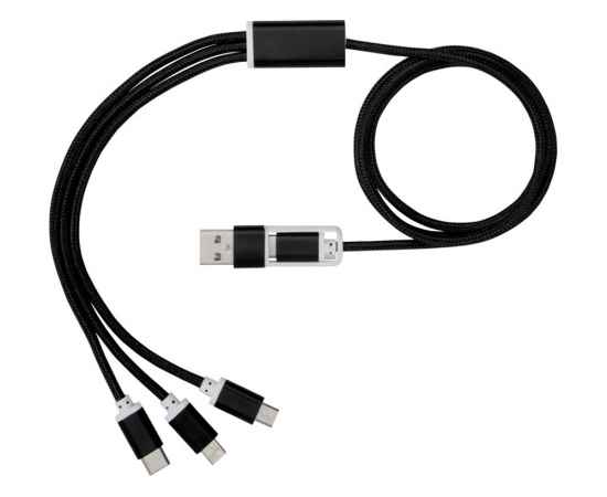 12418090 Универсальный зарядный кабель 3-в-1 с двойным входом, Цвет: черный, изображение 2