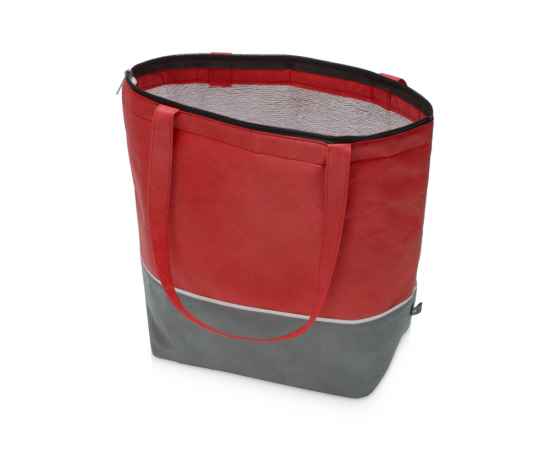 Сумка-холодильник Reviver с длинными ручками из нетканого переработанного материала RPET, 590501, Цвет: серый,красный, изображение 2