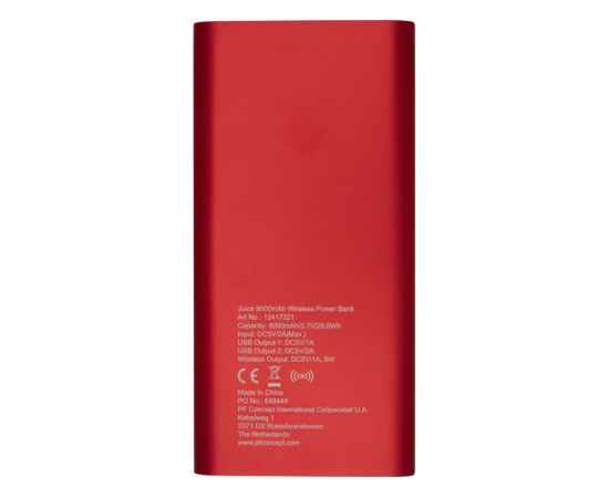 12417321 Внешний беспроводной аккумулятор Juice, 8000 mAh, Цвет: красный, изображение 3