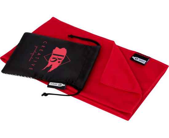 Охлаждающее полотенце Raquel из переработанного ПЭТ в мешочке, 12500121, Цвет: красный, изображение 4