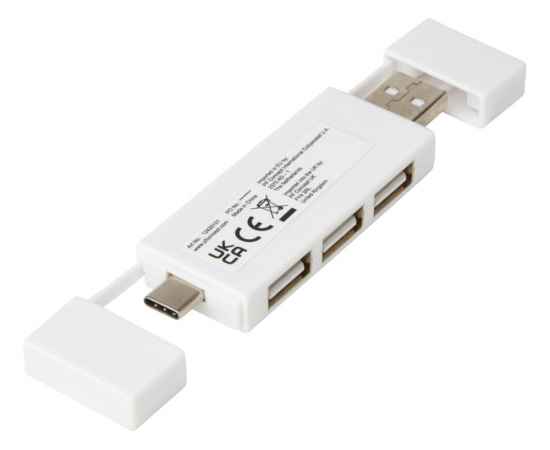 12425101 Двойной USB 2.0-хаб Mulan, Цвет: белый, изображение 3