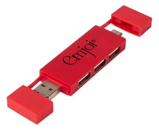 12425121 Двойной USB 2.0-хаб Mulan, Цвет: красный, изображение 5
