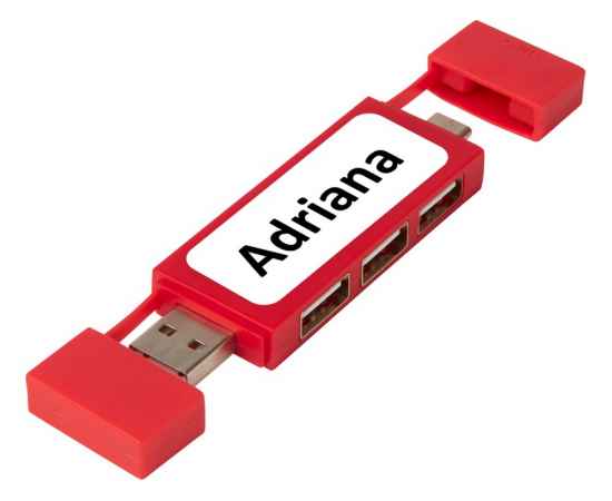 12425121 Двойной USB 2.0-хаб Mulan, Цвет: красный, изображение 6