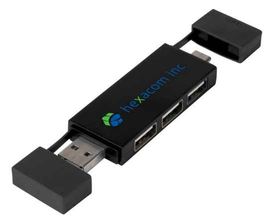 12425190 Двойной USB 2.0-хаб Mulan, Цвет: черный, изображение 5