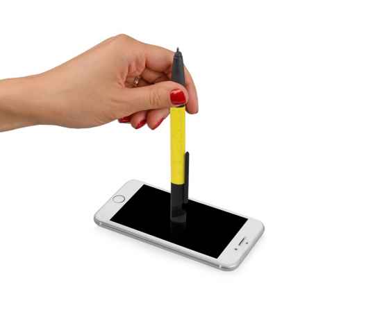 71532.04 Ручка-стилус пластиковая шариковая Multy, Цвет: черный,желтый, изображение 5