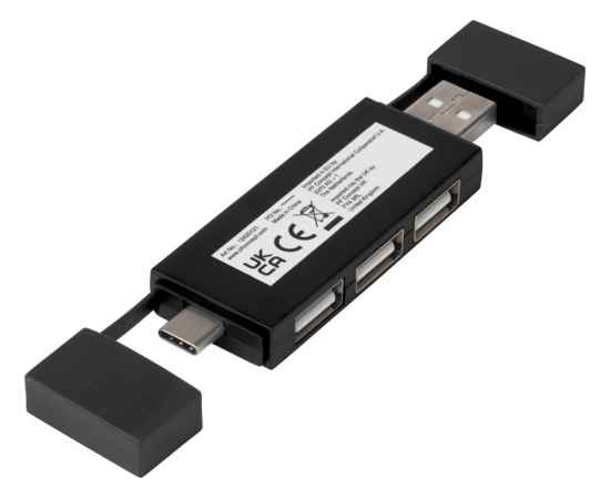 12425190 Двойной USB 2.0-хаб Mulan, Цвет: черный, изображение 3
