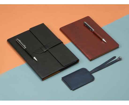 Бизнес-блокнот А5 с клапаном Fabrizio с ручкой, 701607, Цвет: черный,серебристый, изображение 6