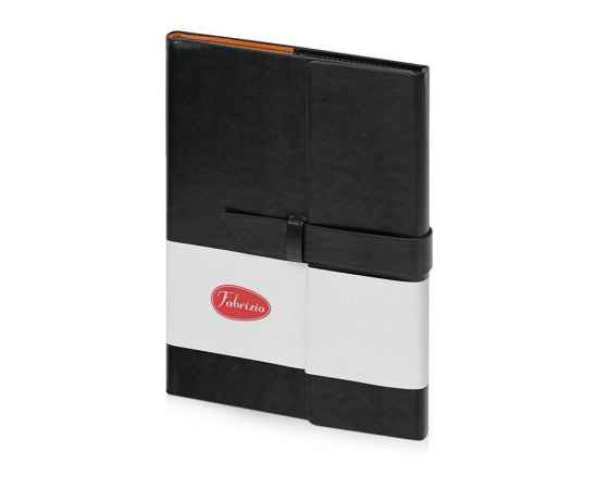 Бизнес-блокнот А5 с клапаном Fabrizio с ручкой, 701607, Цвет: черный,серебристый, изображение 2