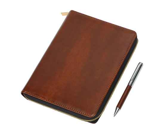 Бизнес-блокнот на молнии А5 Fabrizio с RFID защитой и ручкой, 701409, Цвет: коричневый,серебристый, изображение 2