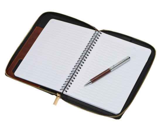 Бизнес-блокнот на молнии А5 Fabrizio с RFID защитой и ручкой, 701409, Цвет: коричневый,серебристый, изображение 3