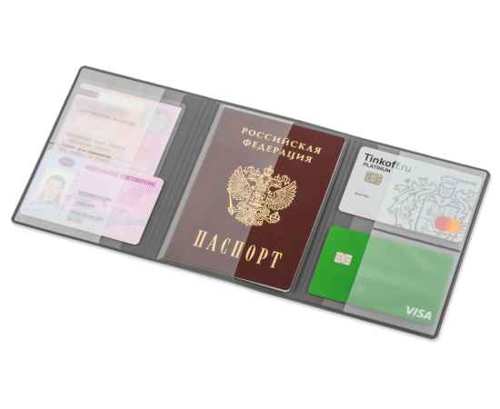 Обложка на магнитах для автодокументов и паспорта Favor, 113616, Цвет: серый меланж, изображение 2