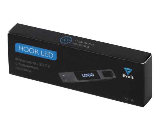USB 2.0- флешка на 32 Гб c подсветкой логотипа Hook LED, 32Gb, 624212, Цвет: темно-серый, Размер: 32Gb, изображение 10