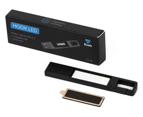 USB 2.0- флешка на 32 Гб c подсветкой логотипа Hook LED, 32Gb, 624216, изображение 9