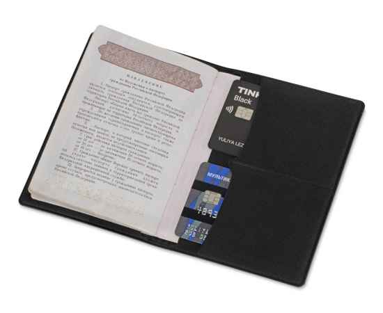 Обложка для паспорта с RFID защитой отделений для пластиковых карт Favor, 113407, Цвет: черный, изображение 3