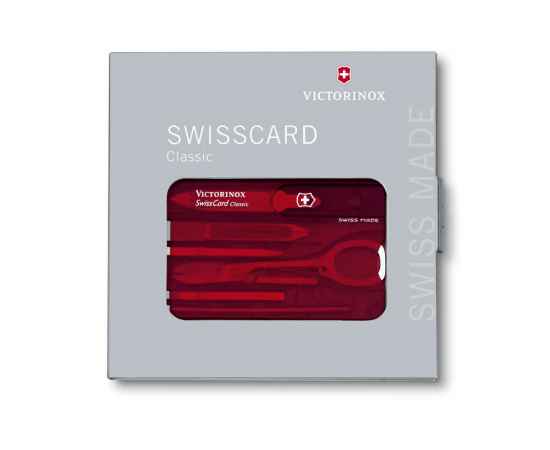 Швейцарская карточка SwissCard Classic, 10 функций, 601197, Цвет: красный прозрачный, изображение 5