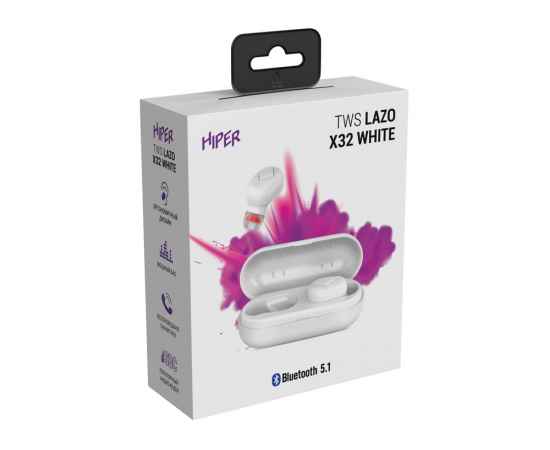 521080 Наушники TWS Lazo X32, Цвет: белый, изображение 5