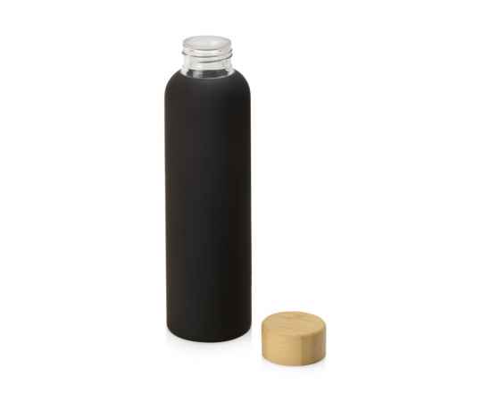 Стеклянная бутылка с бамбуковой крышкой Foggy, 600 мл, 828707, Цвет: черный, Объем: 600, изображение 2