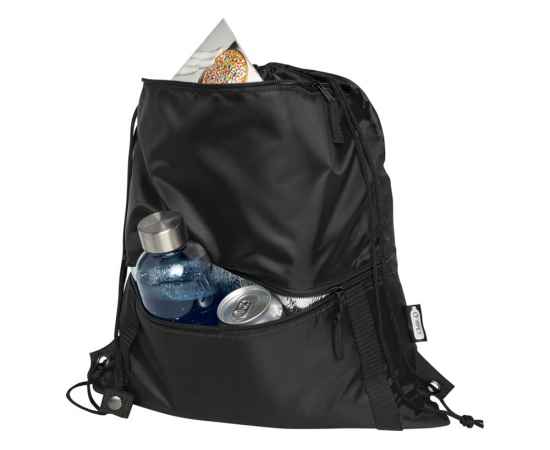 Изолированная сумка со шнурком Adventure из переработанных материалов, 12064790, Цвет: черный, изображение 4