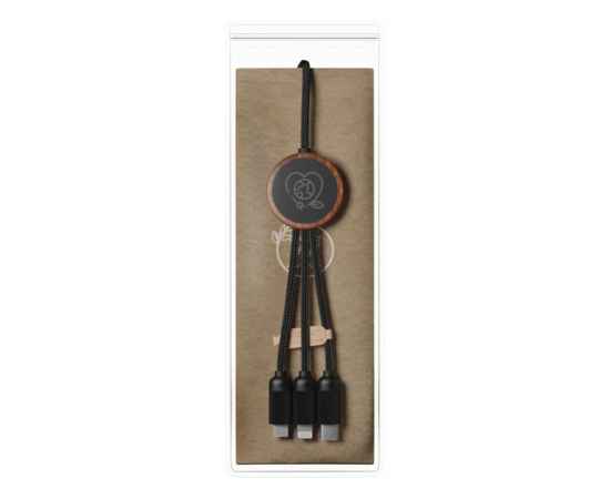 2PX08471 Зарядный кабель 3 в 1 со светящимся логотипом и округлым бамбуковым корпусом, изображение 5
