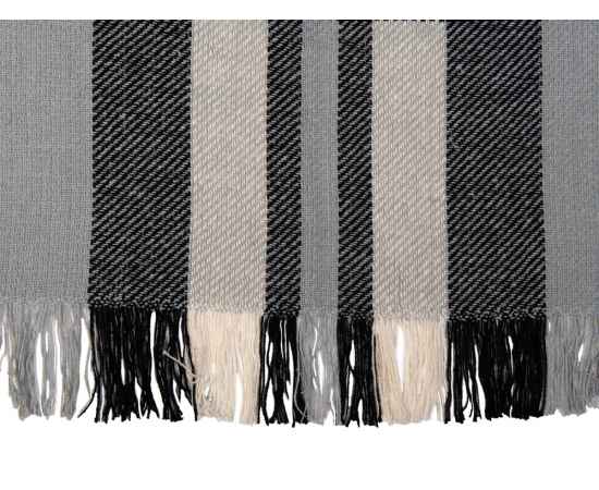 Плед Liner хлопковый с бахромой, 83760, Цвет: черный,серый, изображение 2