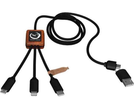 2PX07290 Зарядный кабель 3 в 1 со светящимся логотипом и округлым бамбуковым корпусом, изображение 8