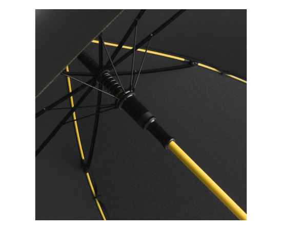 Зонт-трость Colorline с цветными спицами и куполом из переработанного пластика, 100003, Цвет: черный,желтый, изображение 2