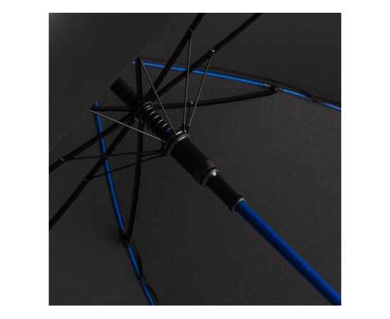 Зонт-трость Colorline с цветными спицами и куполом из переработанного пластика, 100001, Цвет: черный,синий, изображение 4