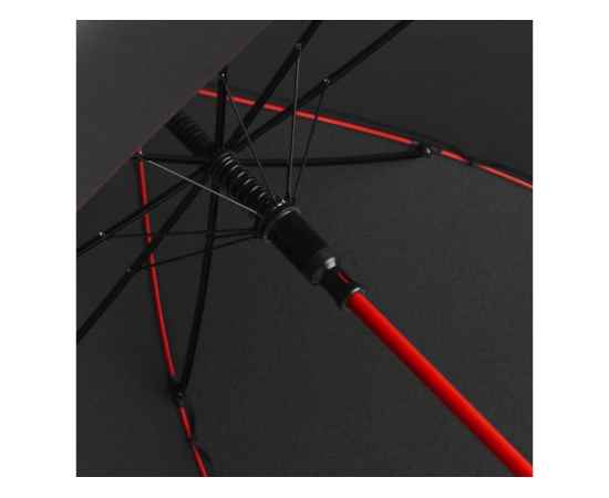 Зонт-трость Colorline с цветными спицами и куполом из переработанного пластика, 100002, Цвет: черный,красный, изображение 2