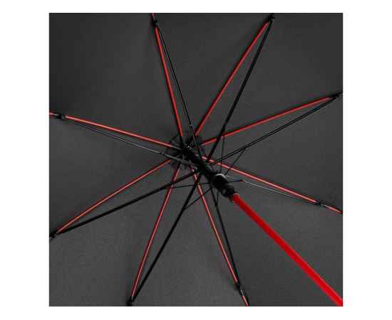 Зонт-трость Colorline с цветными спицами и куполом из переработанного пластика, 100002, Цвет: черный,красный, изображение 6
