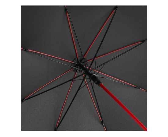 Зонт-трость Colorline с цветными спицами и куполом из переработанного пластика, 100002, Цвет: черный,красный, изображение 3