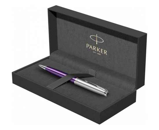 Ручка шариковая Parker Sonnet Essentials Violet SB Steel CT, 2169369, Цвет: фиолетовый,серебристый, изображение 4