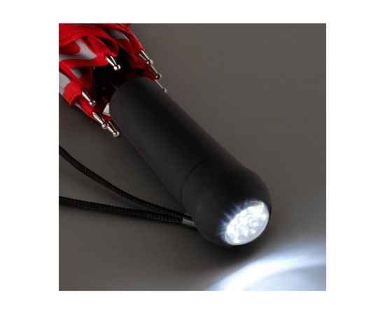 Зонт-трость Safebrella с фонариком и светоотражающими элементами, 100077, Цвет: красный, изображение 3