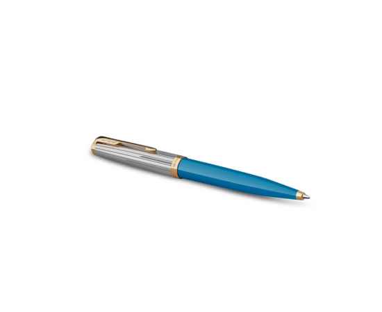 Ручка шариковая Parker 51 Premium, 2169080, Цвет: голубой,золотистый,серебристый, изображение 2