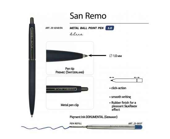 Ручка металлическая шариковая San Remo, софт тач, 20-0249.04, Цвет: темно-синий, изображение 3